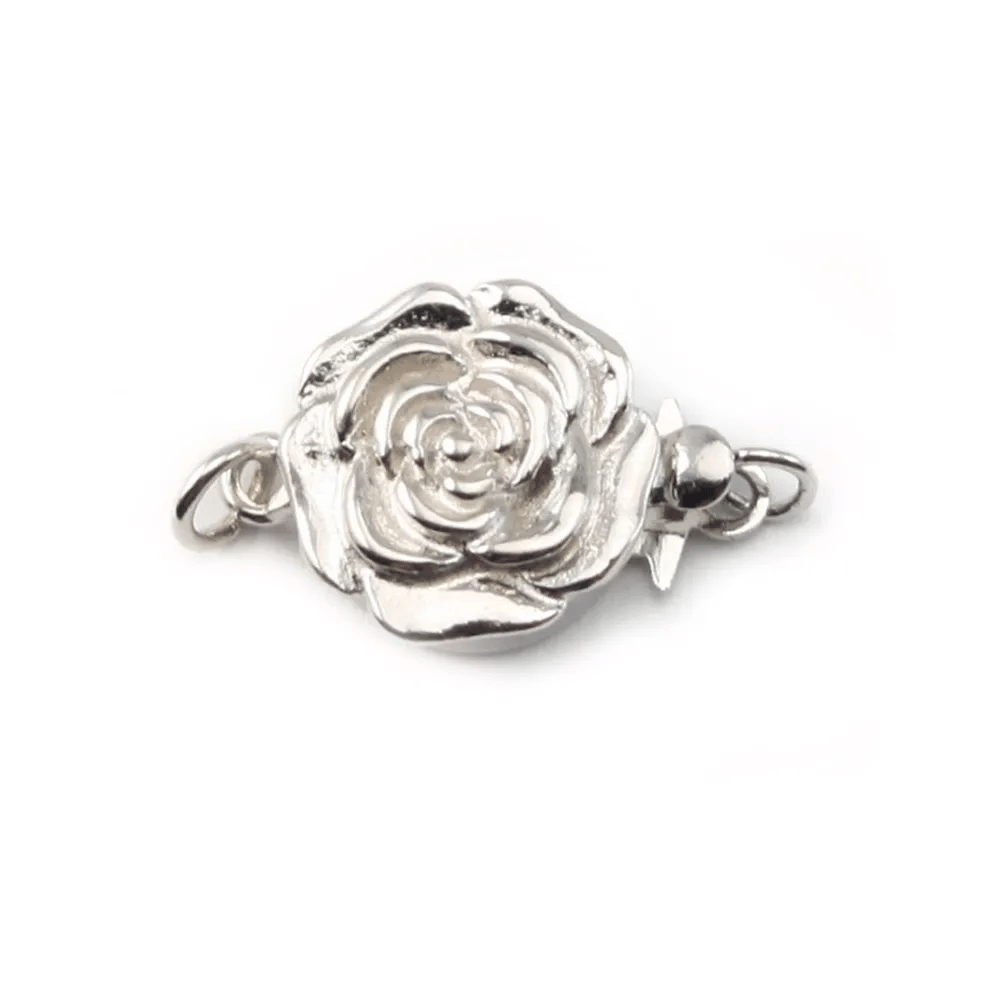 Argent 925 Fermoir Ronde Fleur 11mm x 1pc