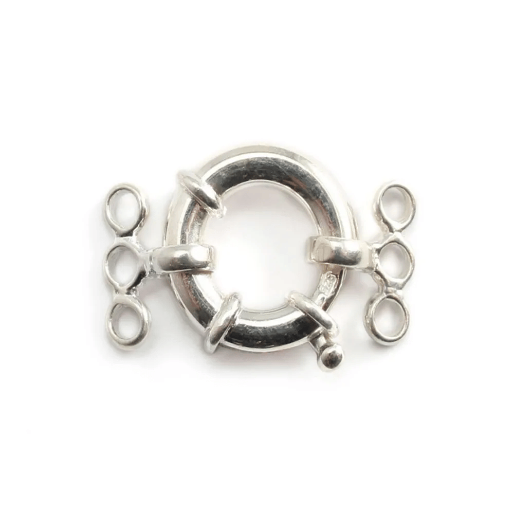 Argent 925 Fermoir bouée 15mm 3 Rangs x 1pc