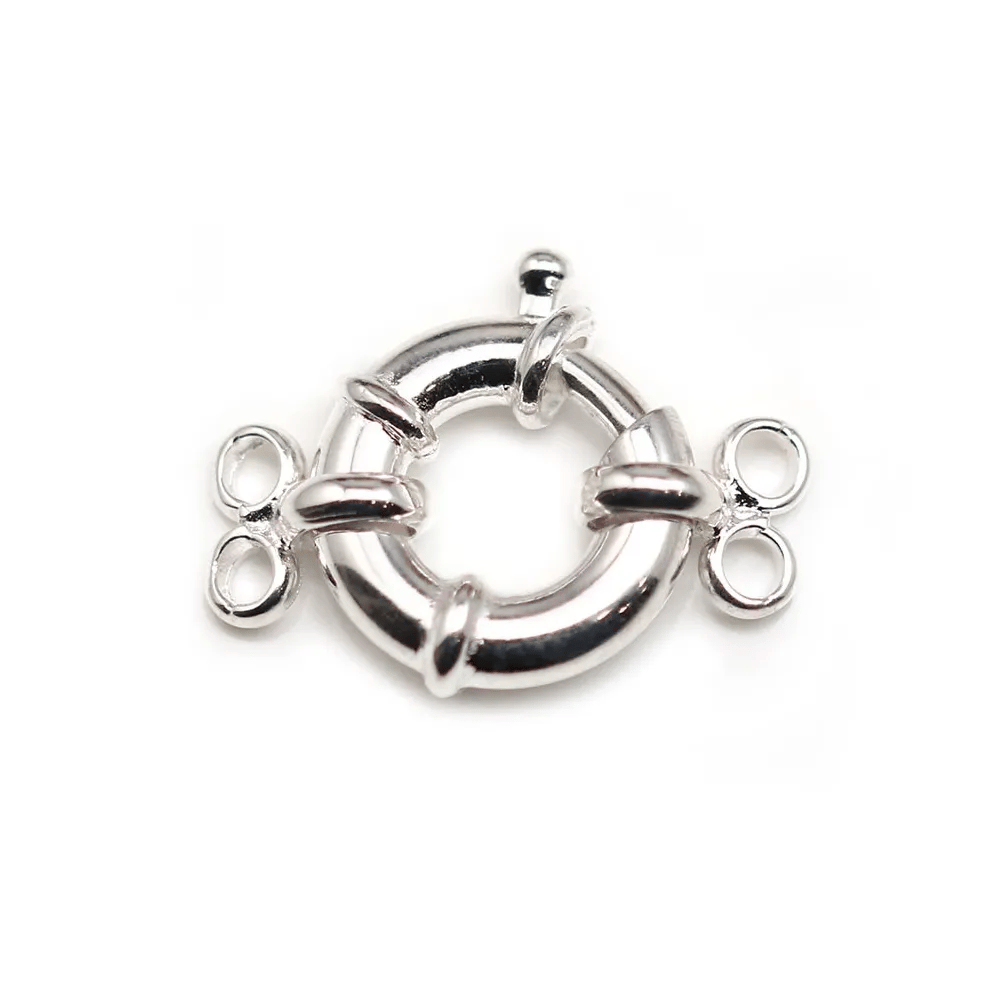 Argent 925 Fermoir bouée 14mm 2 Rangs x 1pc