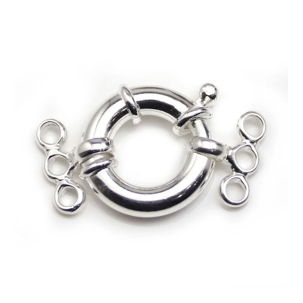 Fermoir à ressort  pour 3 Rangs, Argent 925 16mm x 1pc
