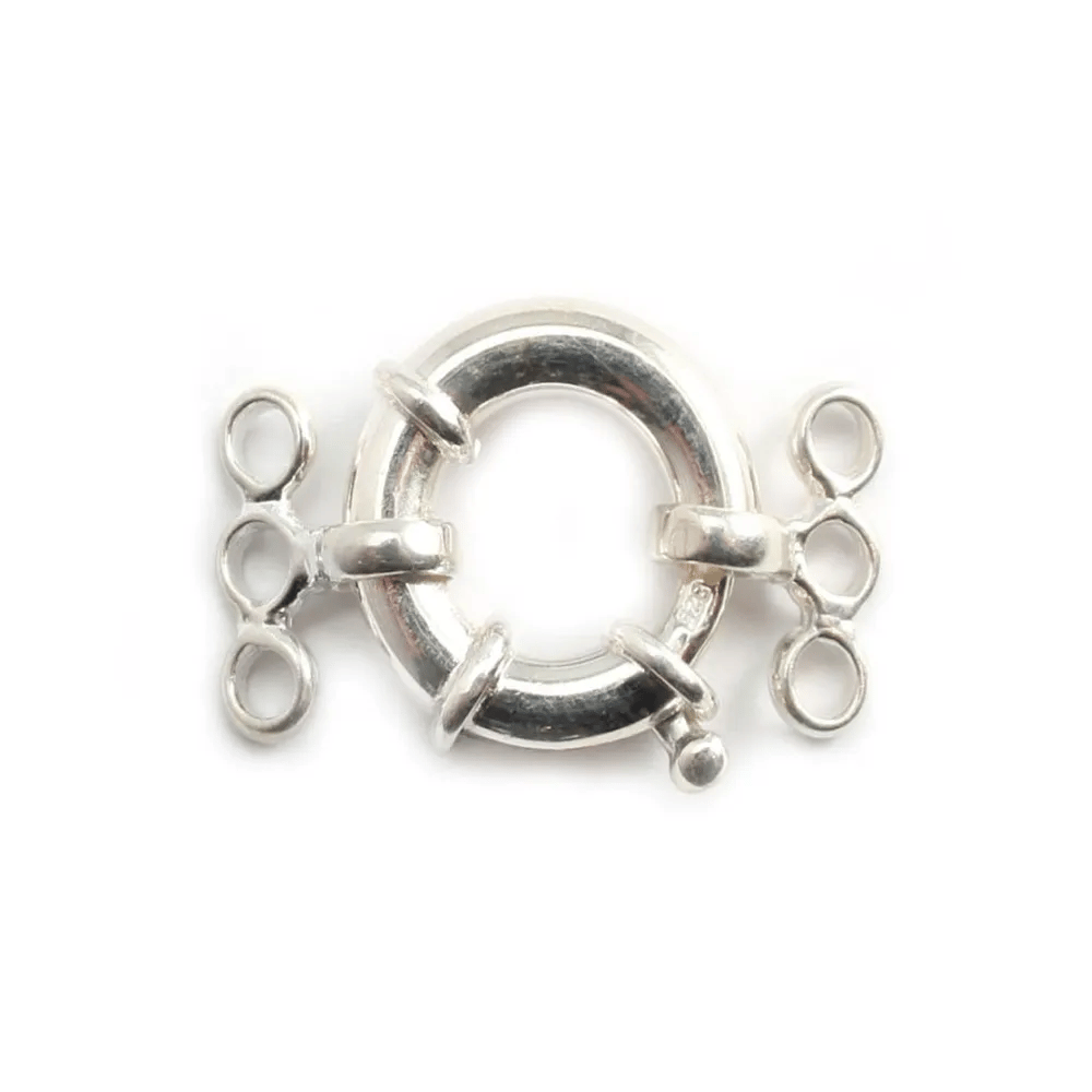 Argent 925 Fermoir bouée 15mm 3 Rangs x 1pc