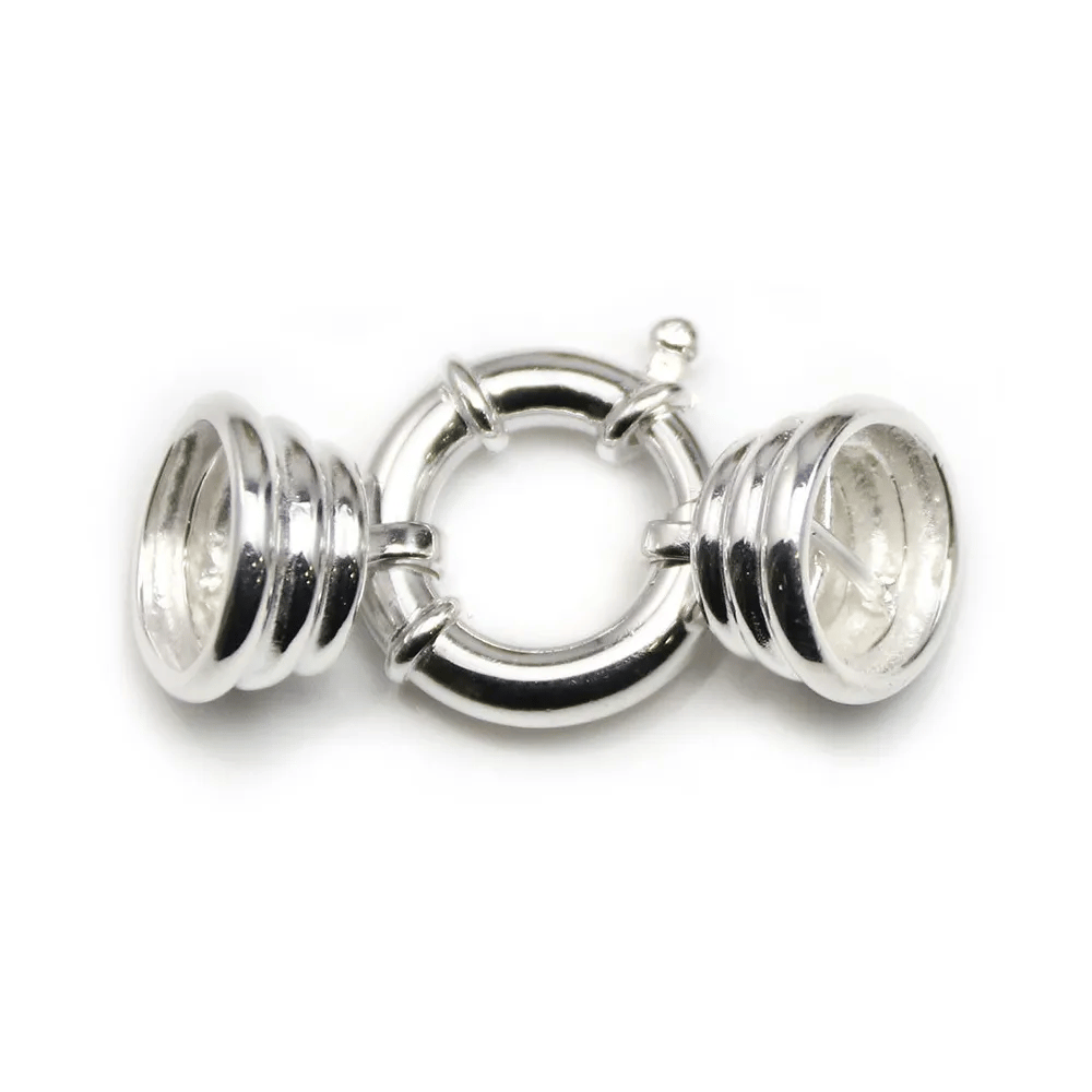 Argent 925 Fermoir  bouée à ressort 18x35mm embout 15mm x 1pc  