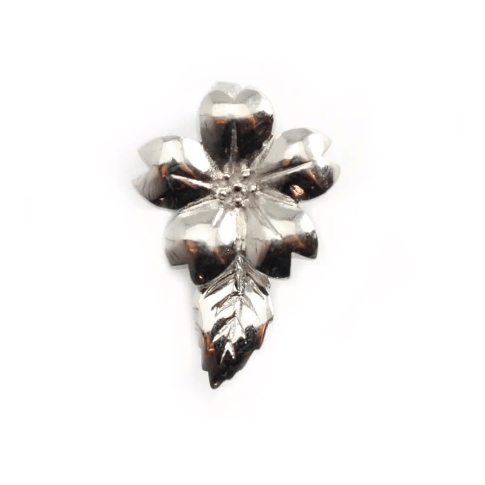 Argent 925 rhodié Fermoir en fleur 20 mm x 1pc