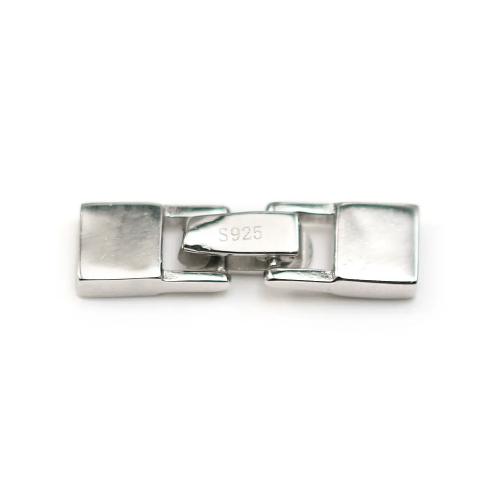 Clasp 925 silver rhodié hook, 6x23mm, for leather thread, 1.3x4.5mm x 1pc