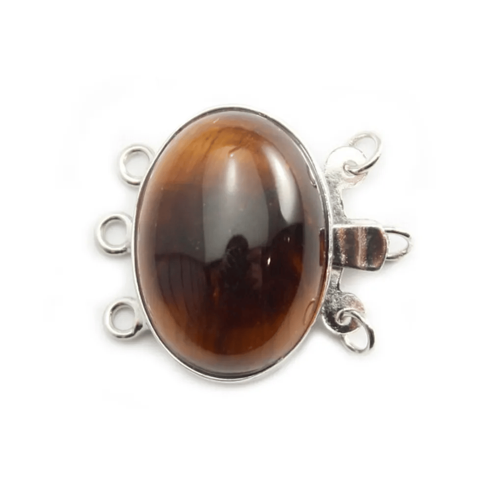 Fermoir 3R en cabochon Pierre oeil de tigre  13x18mm x 1pc