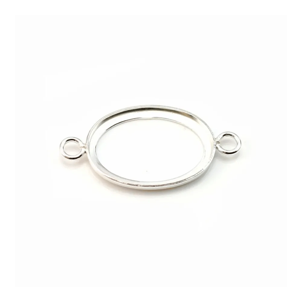 Intercalaire support oval à coller, argent 925, 13x18mm x 1pc