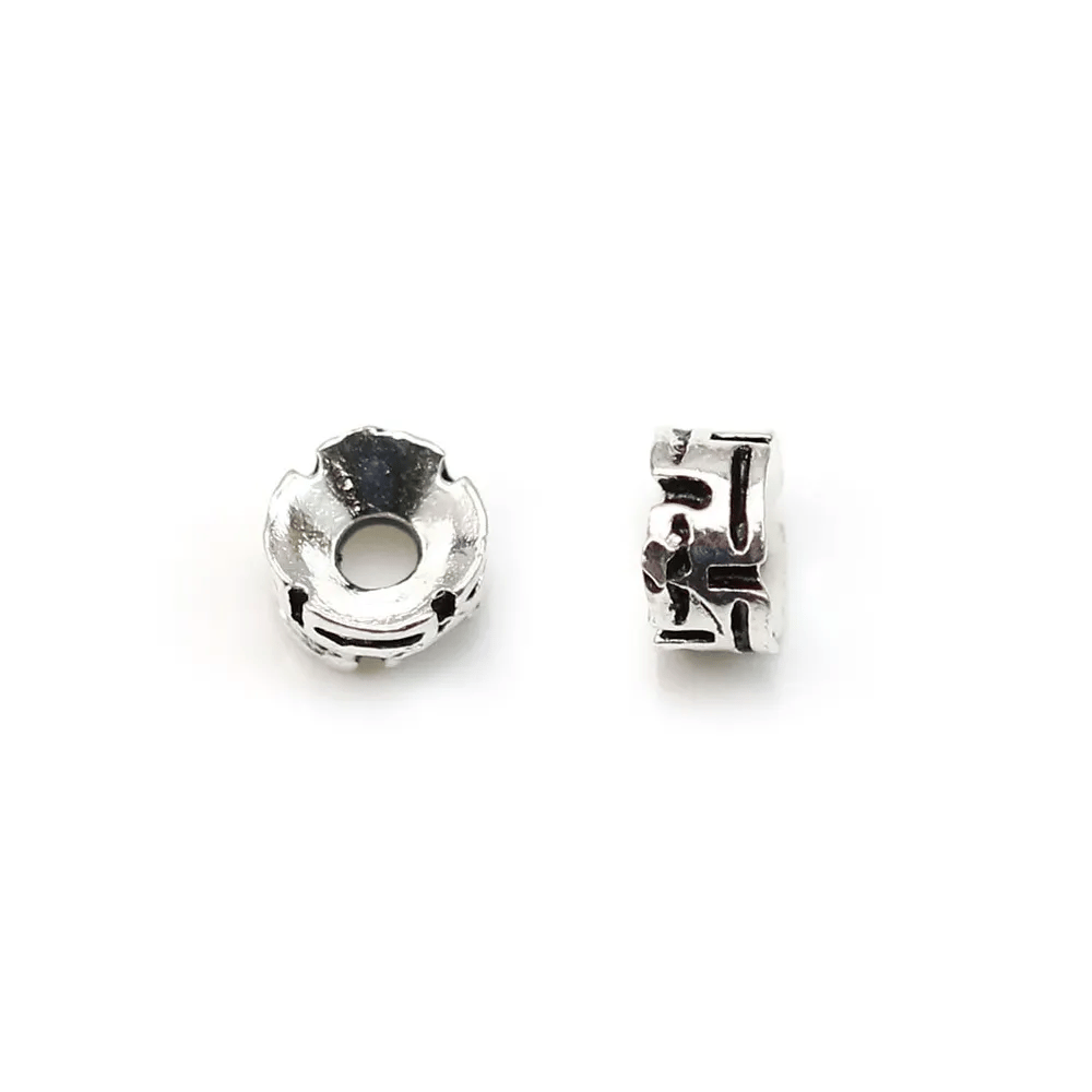 Intercalaire en argent 925, de forme ronde ciselé, de taille 3x5mm x 4pcs