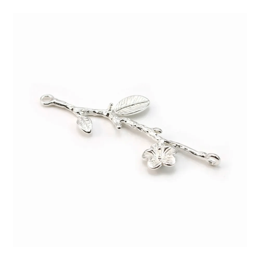 Intercalaire branche avec fleur pour perle semi percé 18x43mm x 1pc