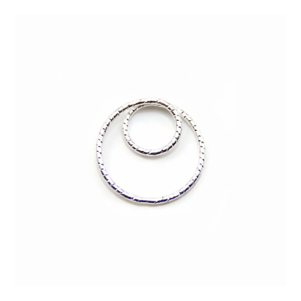Intercalaire double rond martèle ,15mm, argent 925  x 2pcs