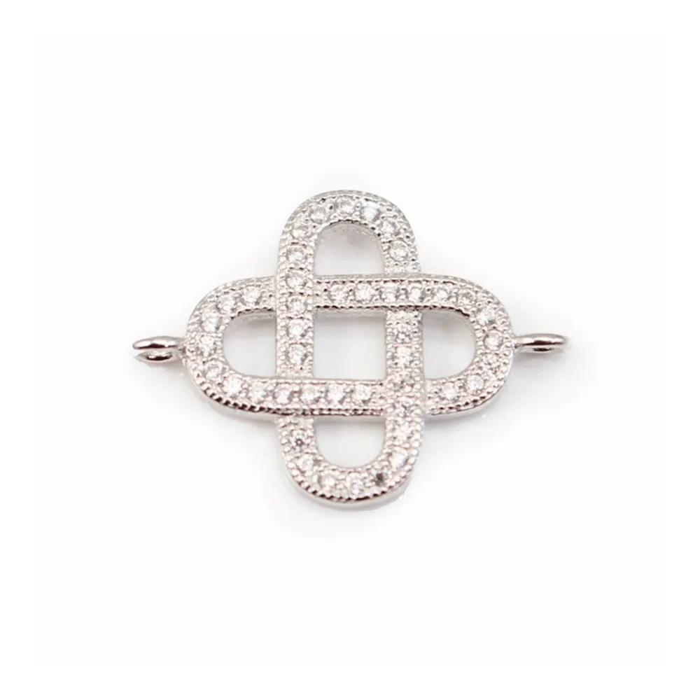 Intercalaire argent 925 et strass Trèfle Celte 13x20mm x 1pc