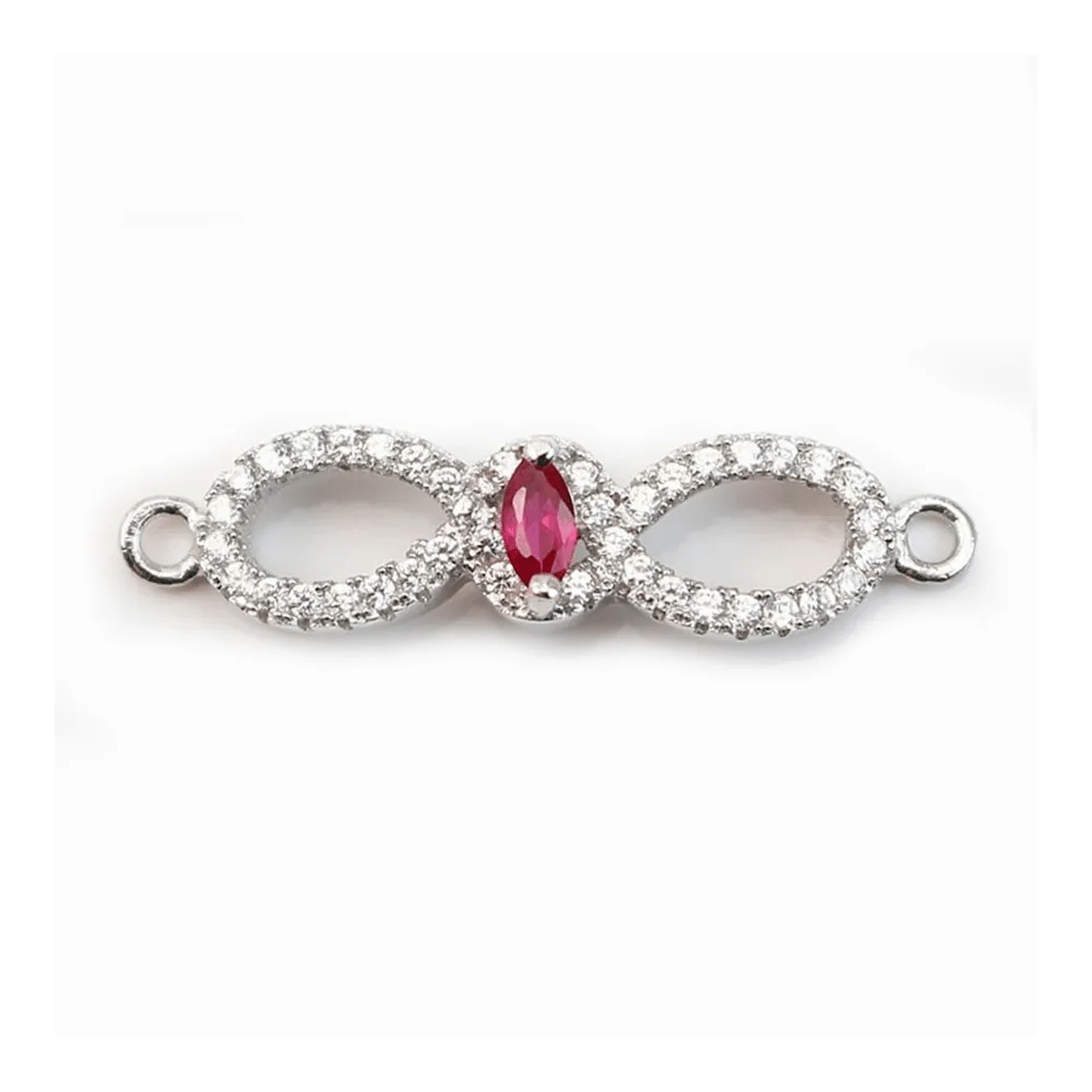 Intercalaire argent 925 et strass noeud papillon 7x29mm x 1pc
