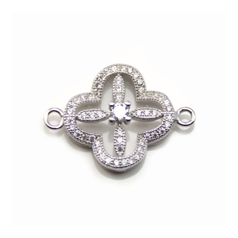 Intercalaire argent 925 oxyde de zirconium  trèfle 16x22mm x 1pc