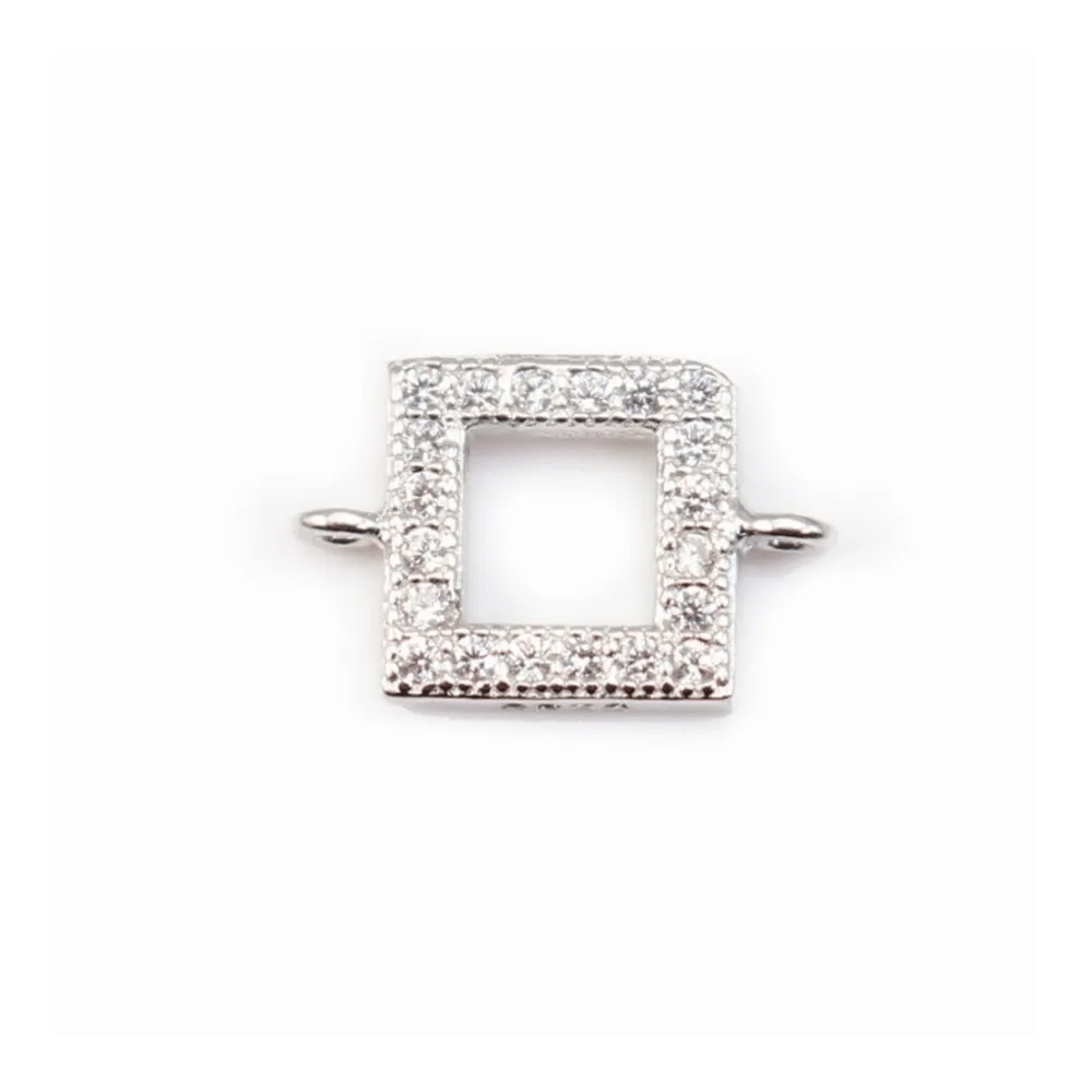 Intercalaire argent 925 et strass Carré 7x10mm x 1pc