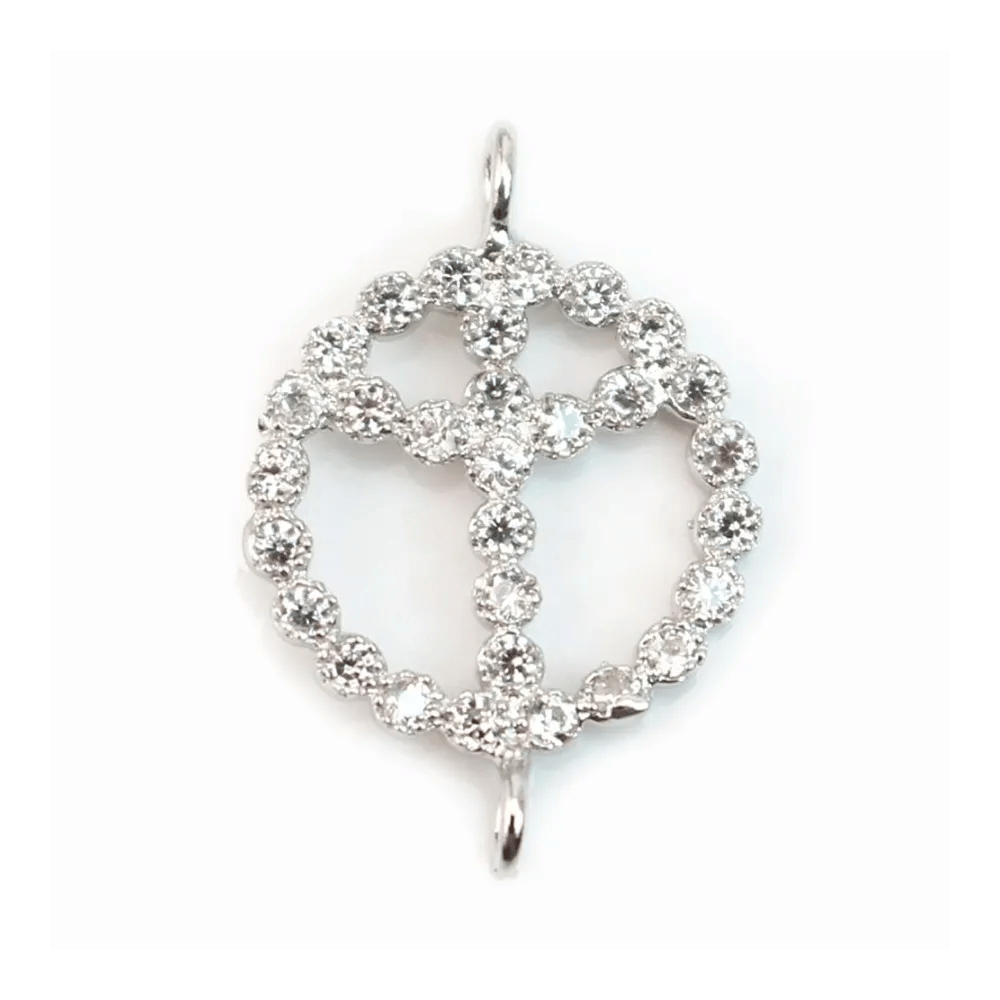 Intercalaire argent 925 et strass peace & love 11x17mm x 1pc