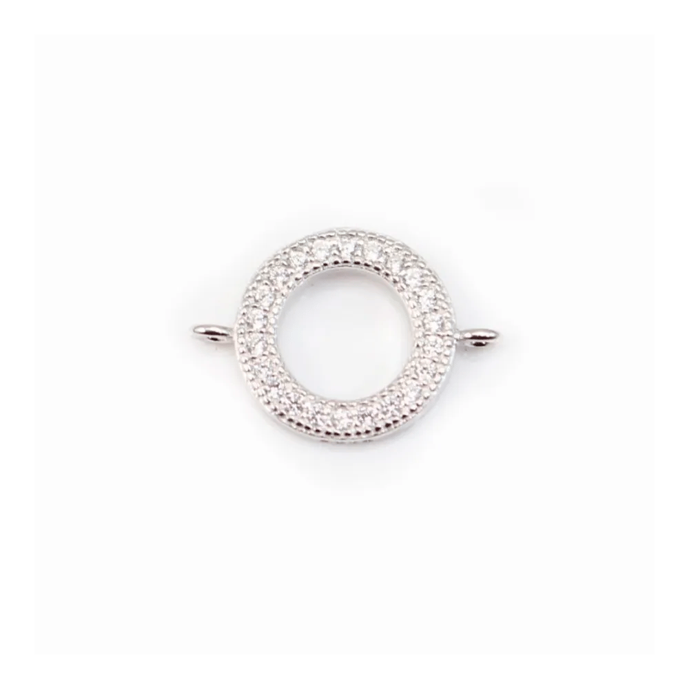 Intercalaire argent 925 et strass Ronde 9x13mm x 1pc