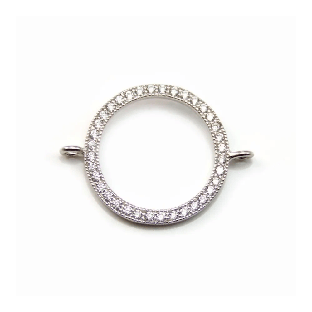 Spacer silver 925  with zirconium oxide round 18.5mm x 1pc