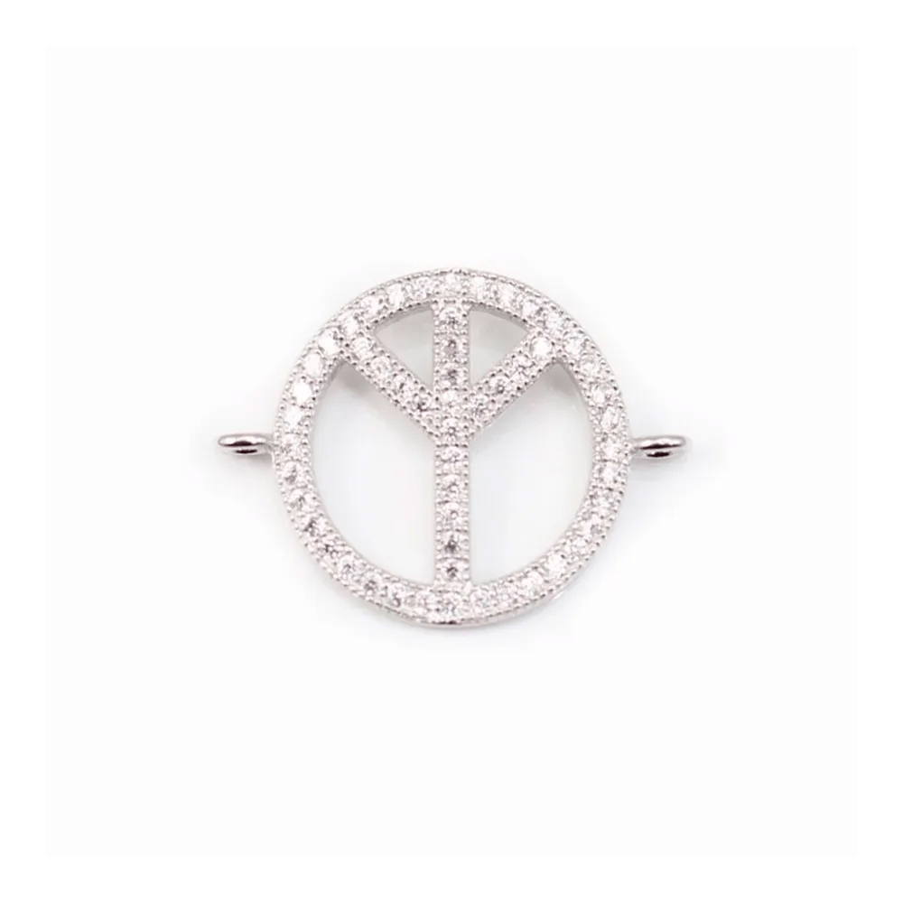 Intercalaire argent 925 et strass Peace et Love 15.5x20mm x 1pc