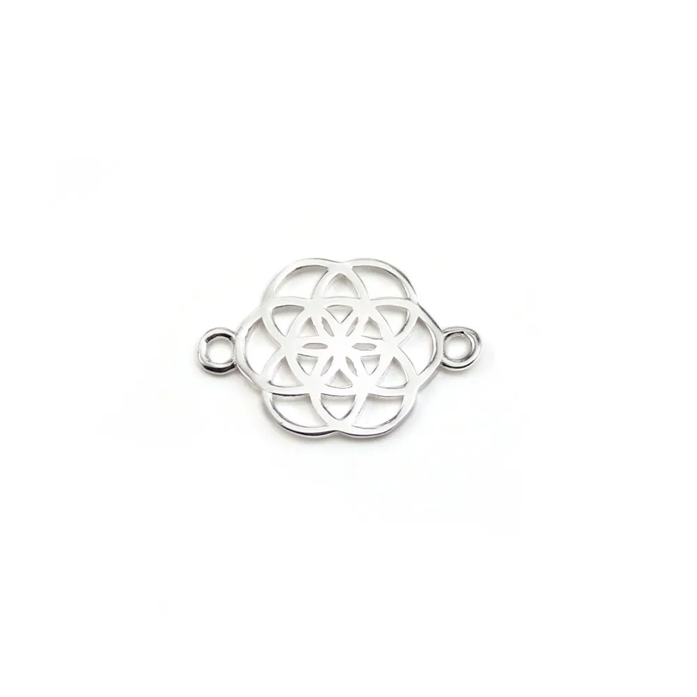 Intercalaire en forme de fleur, en argent 925, 11x16.5mm x 1pc