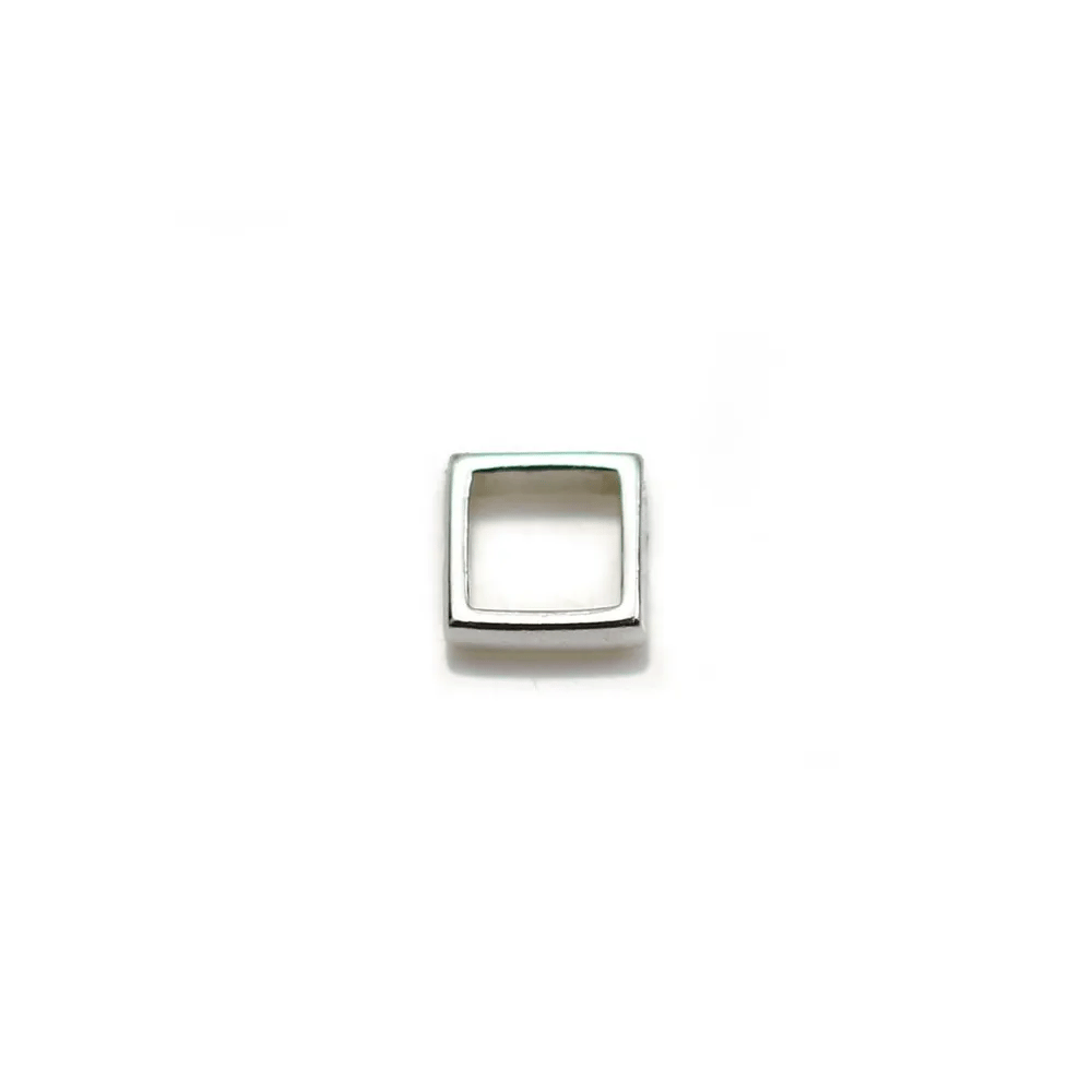 Spacer in 925 silver, in shape of squared, with 2 holes, 6mm x 4pcs