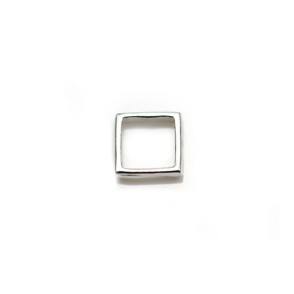 Intercalaire en argent 925, de forme carré, avec 2 trous, 8mm x 2pcs