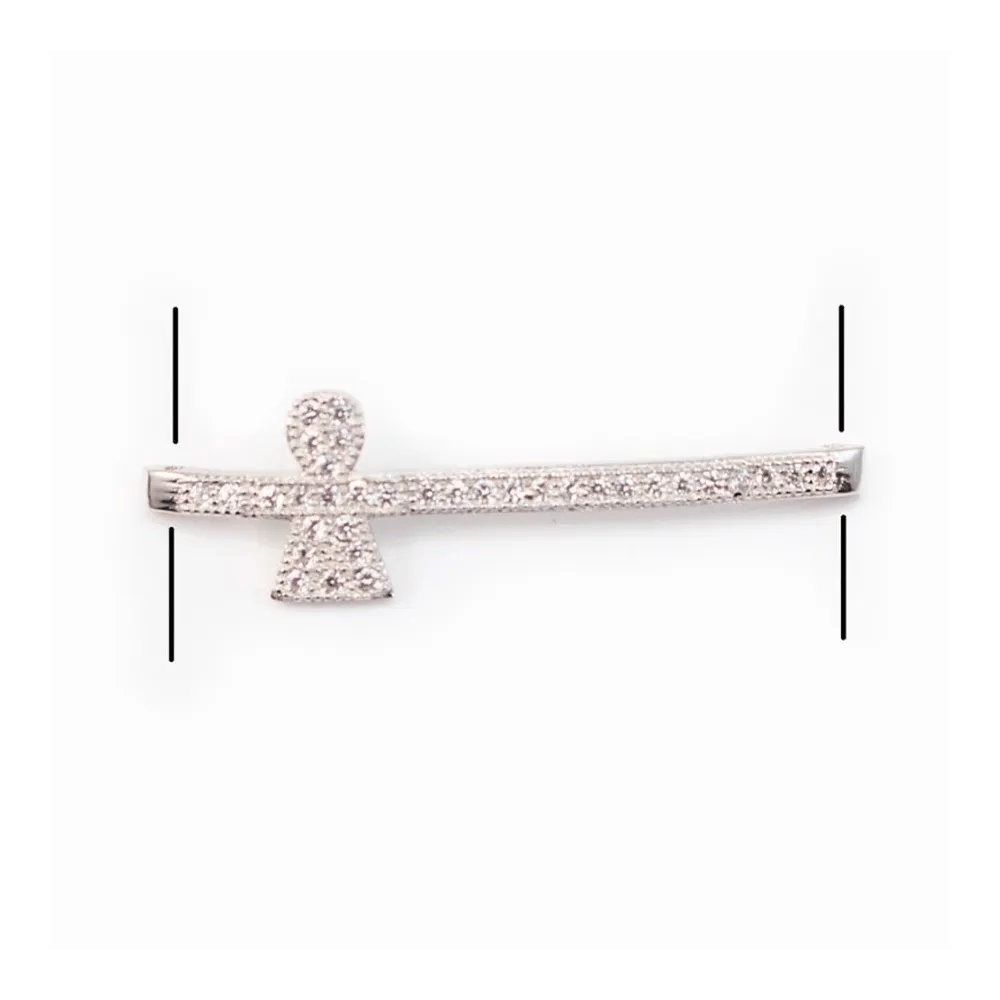 Intercalaire argent 925 et strass Fille 8.5x30mm x 1pc