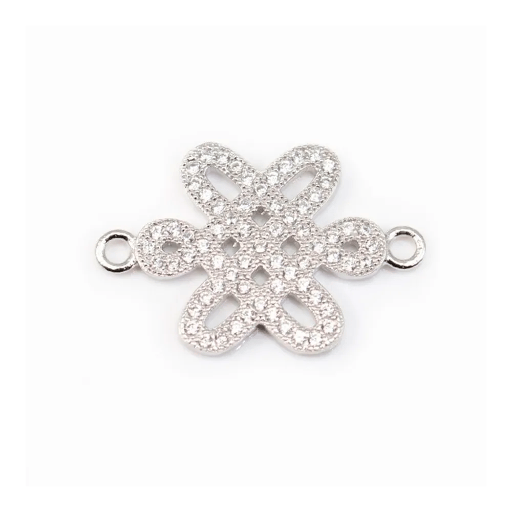 Intercalaire argent 925 et strass  Nœud chinois 15x22mm x 1pc