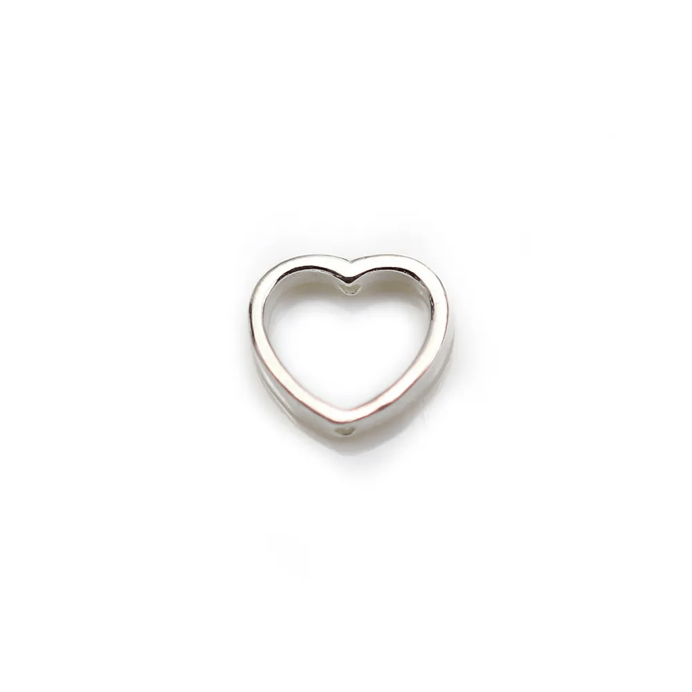 Intercalaire en argent 925, en forme de coeur, avec 2 trous, 9 * 10mm x 2pcs
