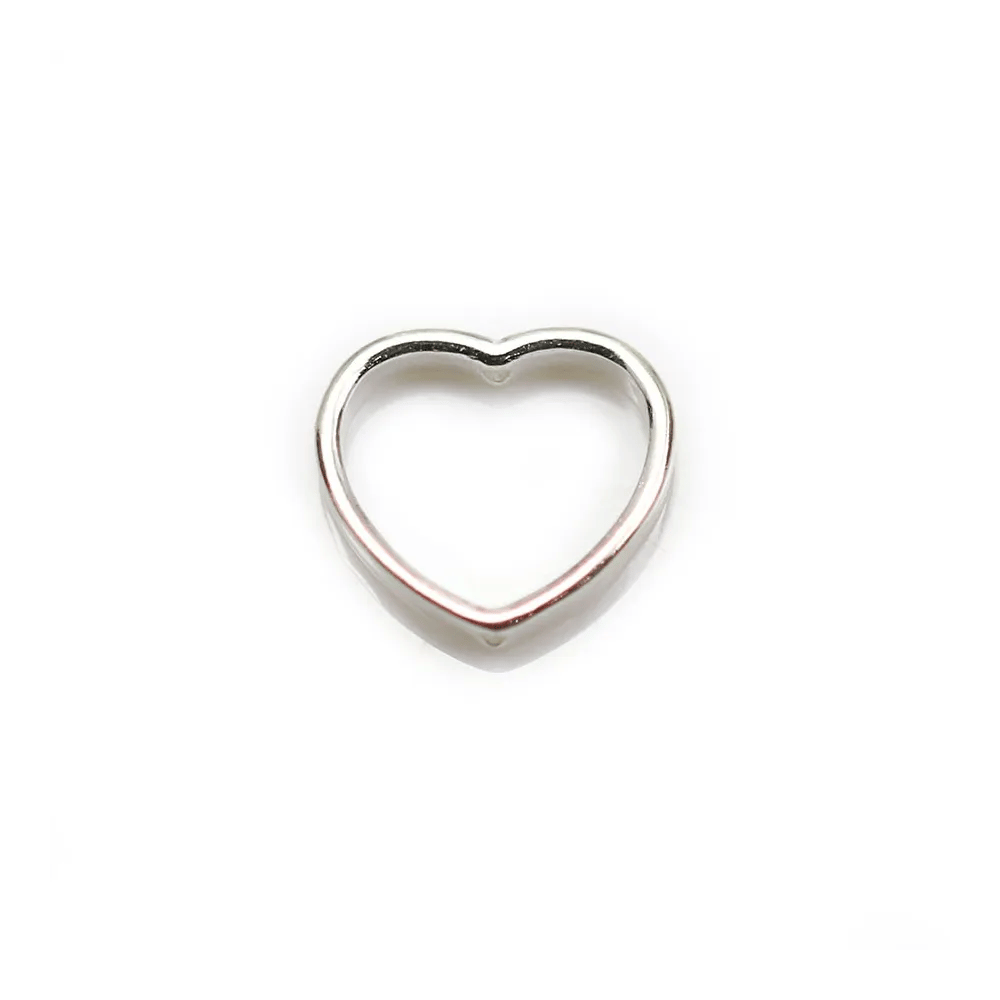 Intercalaire en argent 925, en forme de coeur, avec 2 trous, 12 * 13mm x 2pcs