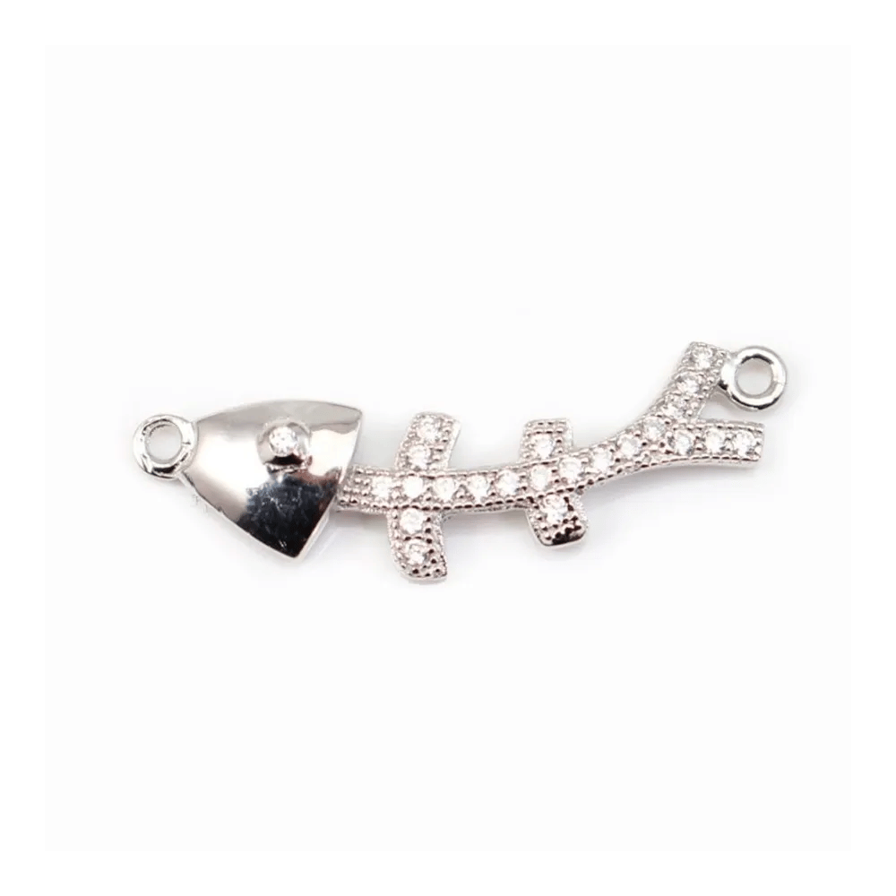 Intercalaire argent 925 et strass Arêtes de poisson 7.5x26mm x 1pc
