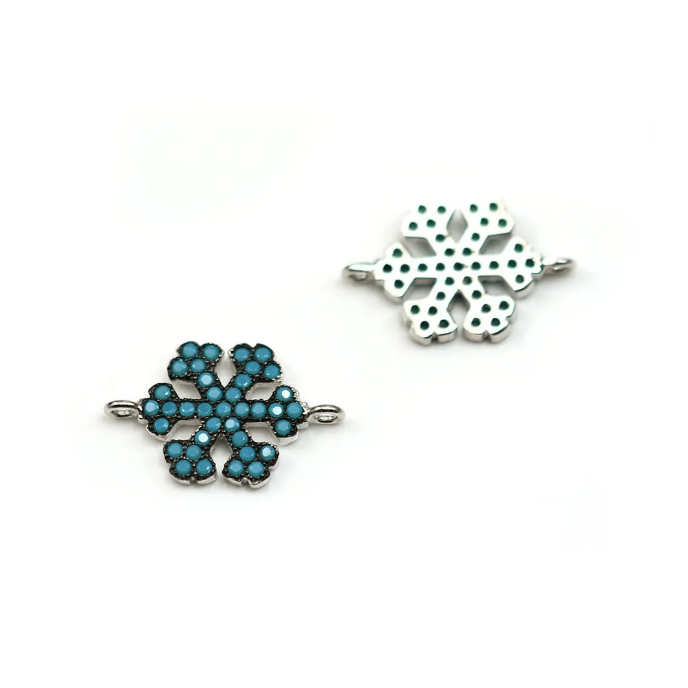 Intercalary snowflake silver 925 and turquoise reconstituted 12x18.5mm x 1pc