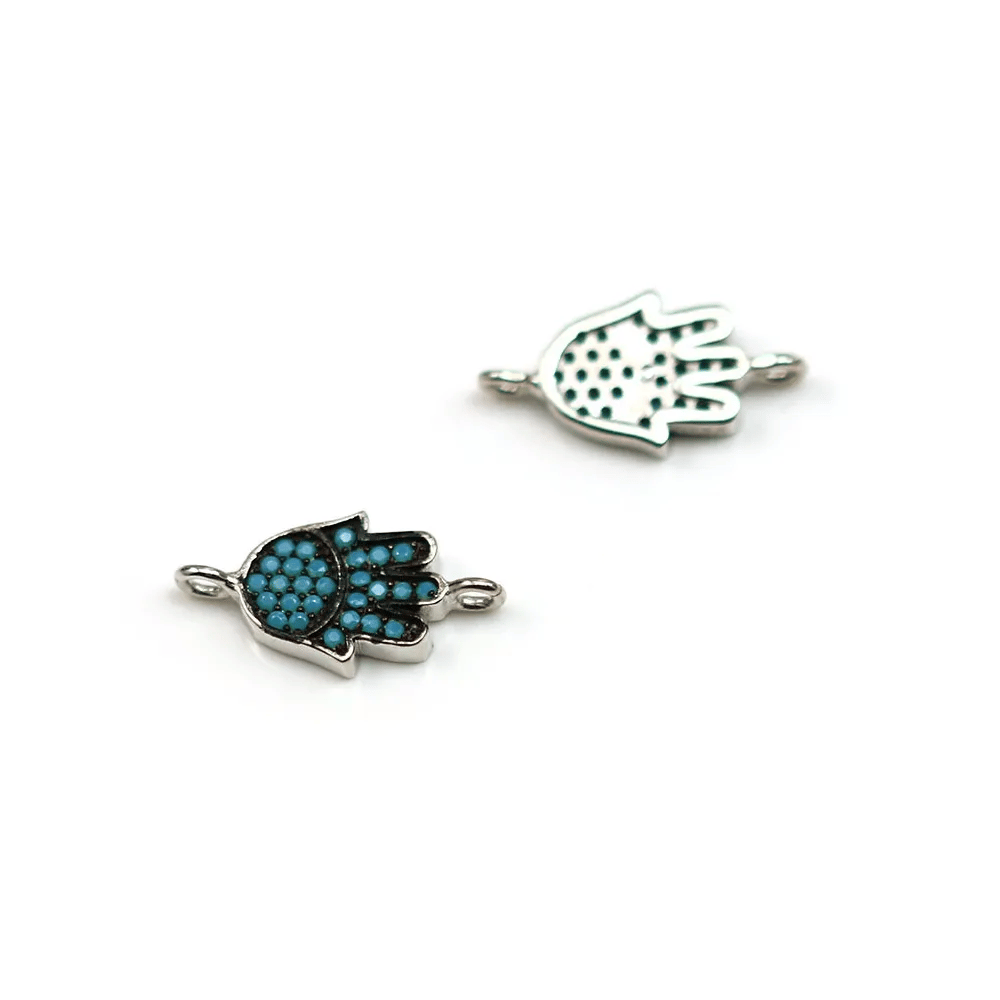 Intercalaire main argent 925 turquoise reconstitué 8x16mm x 1pc