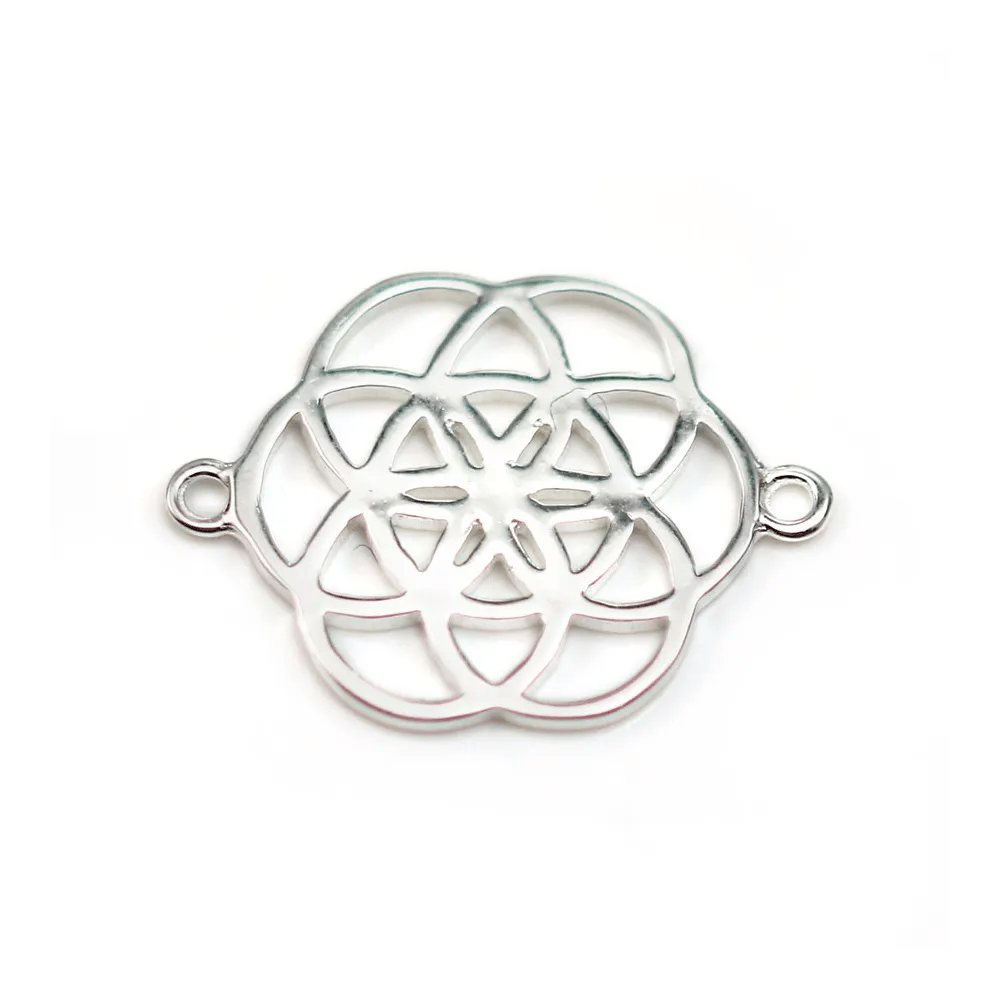 Intercalary flower silver 925 rhodié, 16x22mm x 1pc