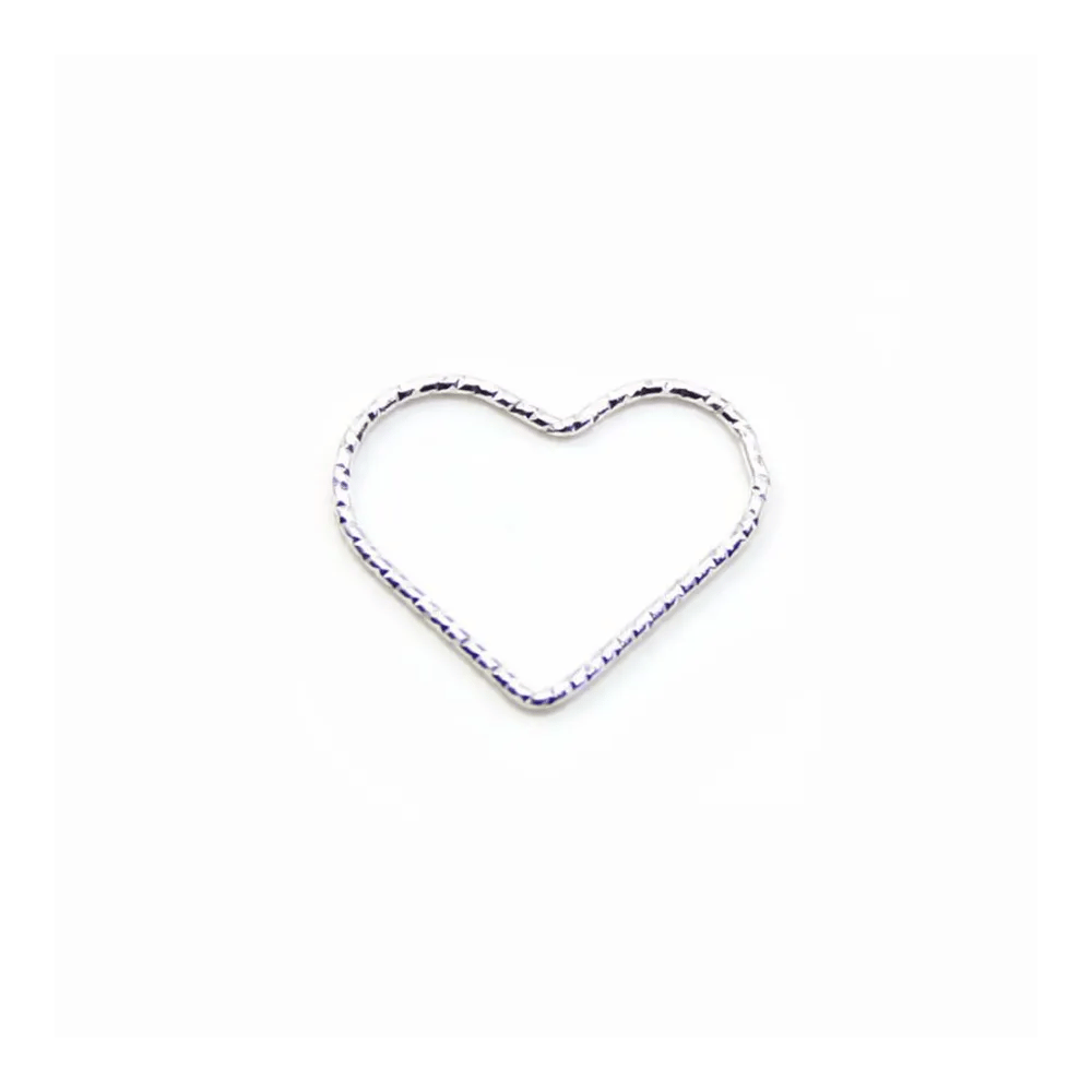 925 Silver Rings , heart, hammered, 16x20mm x 2pcs