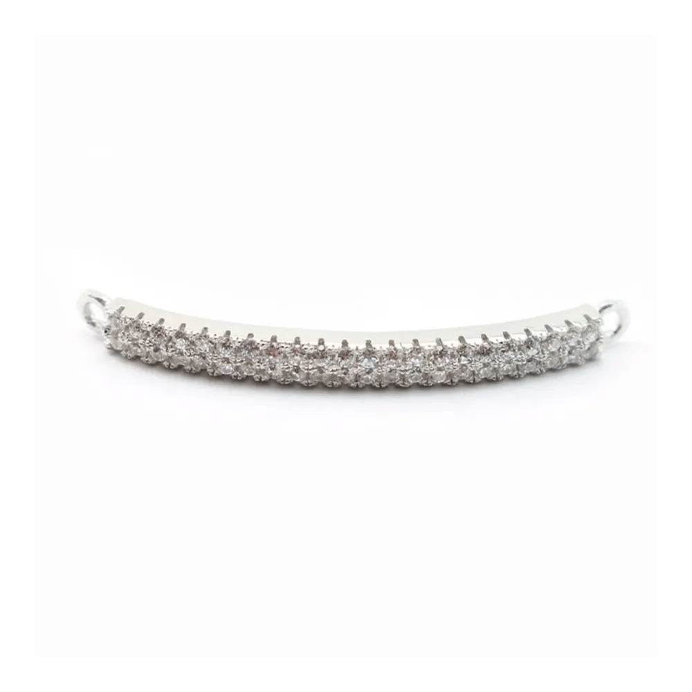 Argent 925 rhodie  pendantif  BARETTE& zircons38MM avec anneau 3mm x 1pc