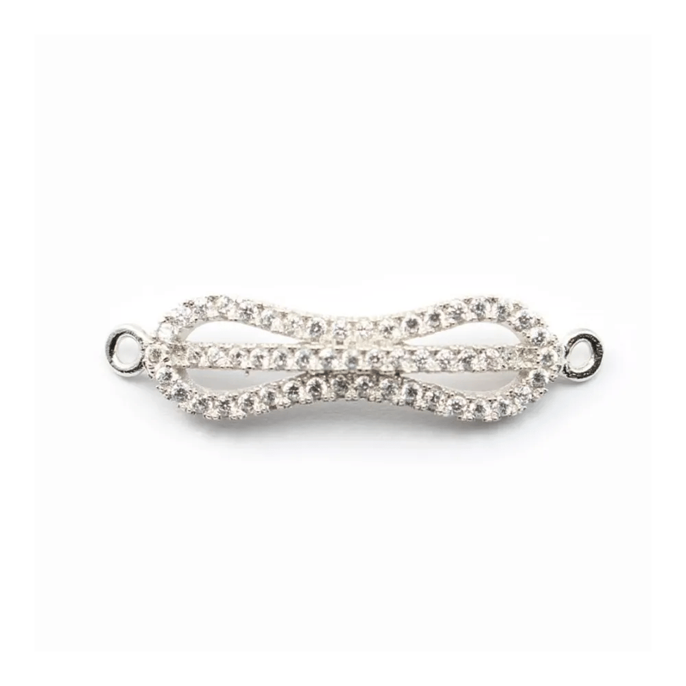 Argent 925 rhodie  pendantif  3RANGS zircons 28x7mm avec anneau 3mm x 1pc
