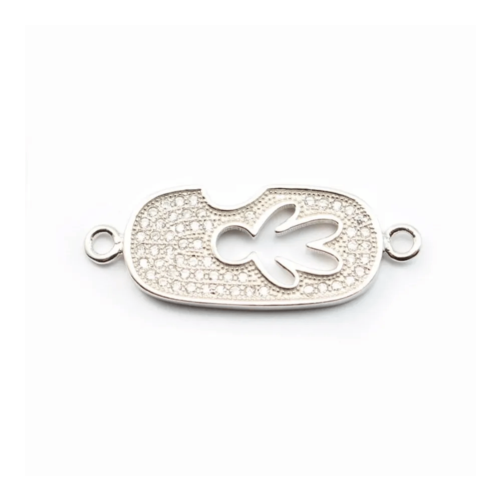 Argent 925 rhodie  pendantif & zircons 30x11x2.5MM x 1pc