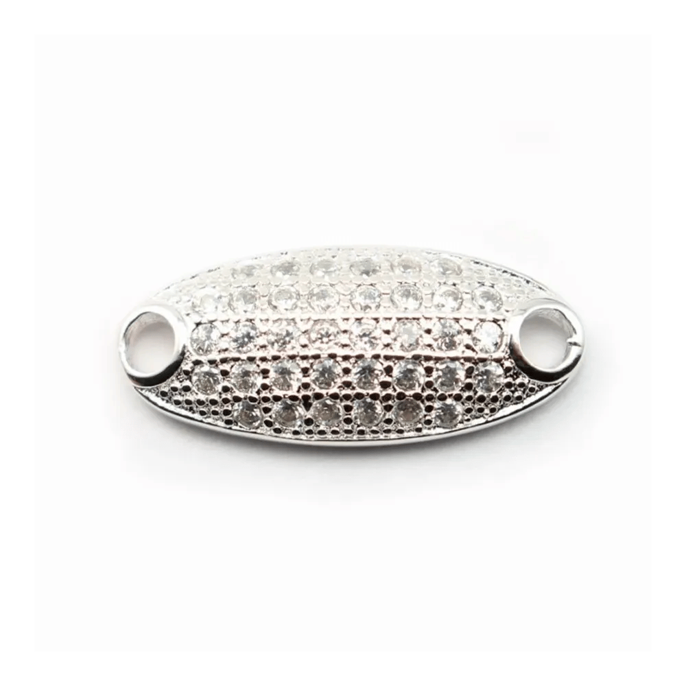 Argent 925 rhodie  pendantif OVALE & zircons 16x7MM avec anneau1.65mm x 1pc
