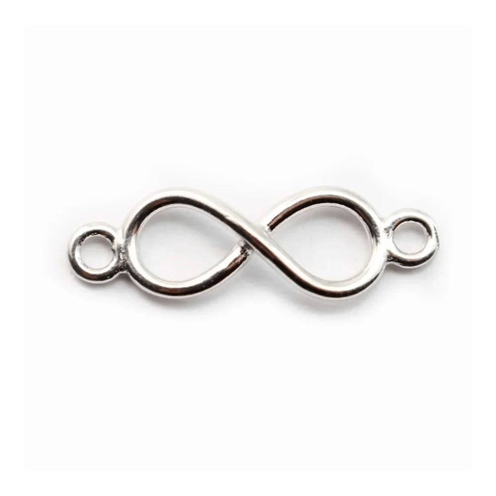 Sterling Silver 925 rhodium Spacer Breloque eight  6x19.5mm with ring 2.8mm x 1pc