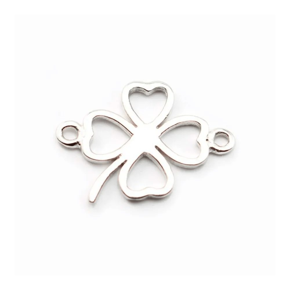 Argent 925 rhodie  pendantif  trefle 13mm avec anneau 2.8mm x 1pc
