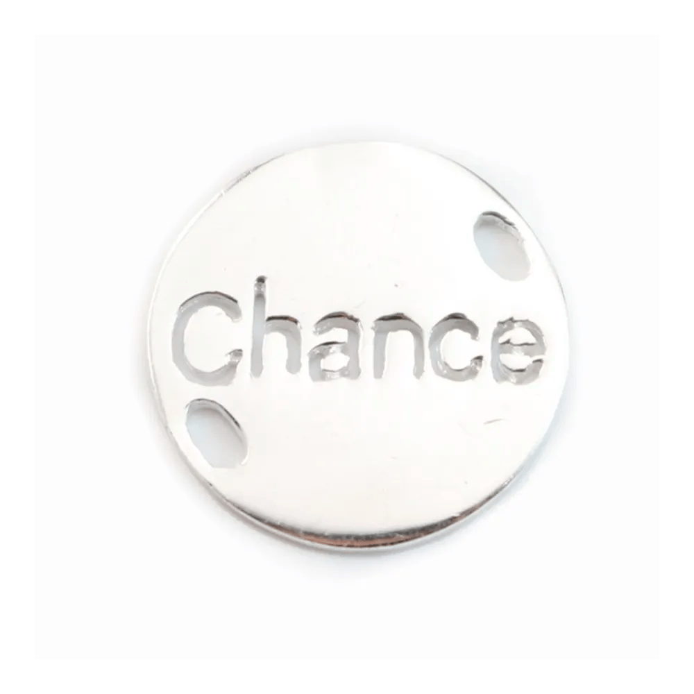 Breloque ronde Chance 15mm Argent 925  x 1pc