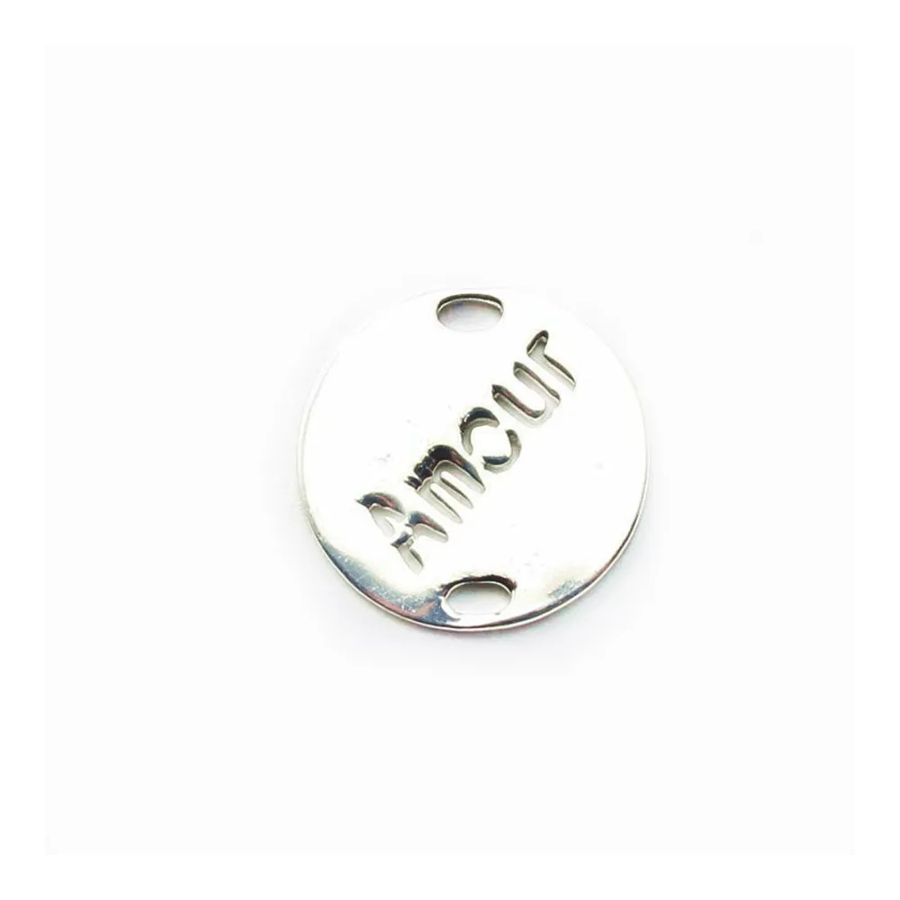 Argent 925  breloque ronde Amour 15mm x 1pc