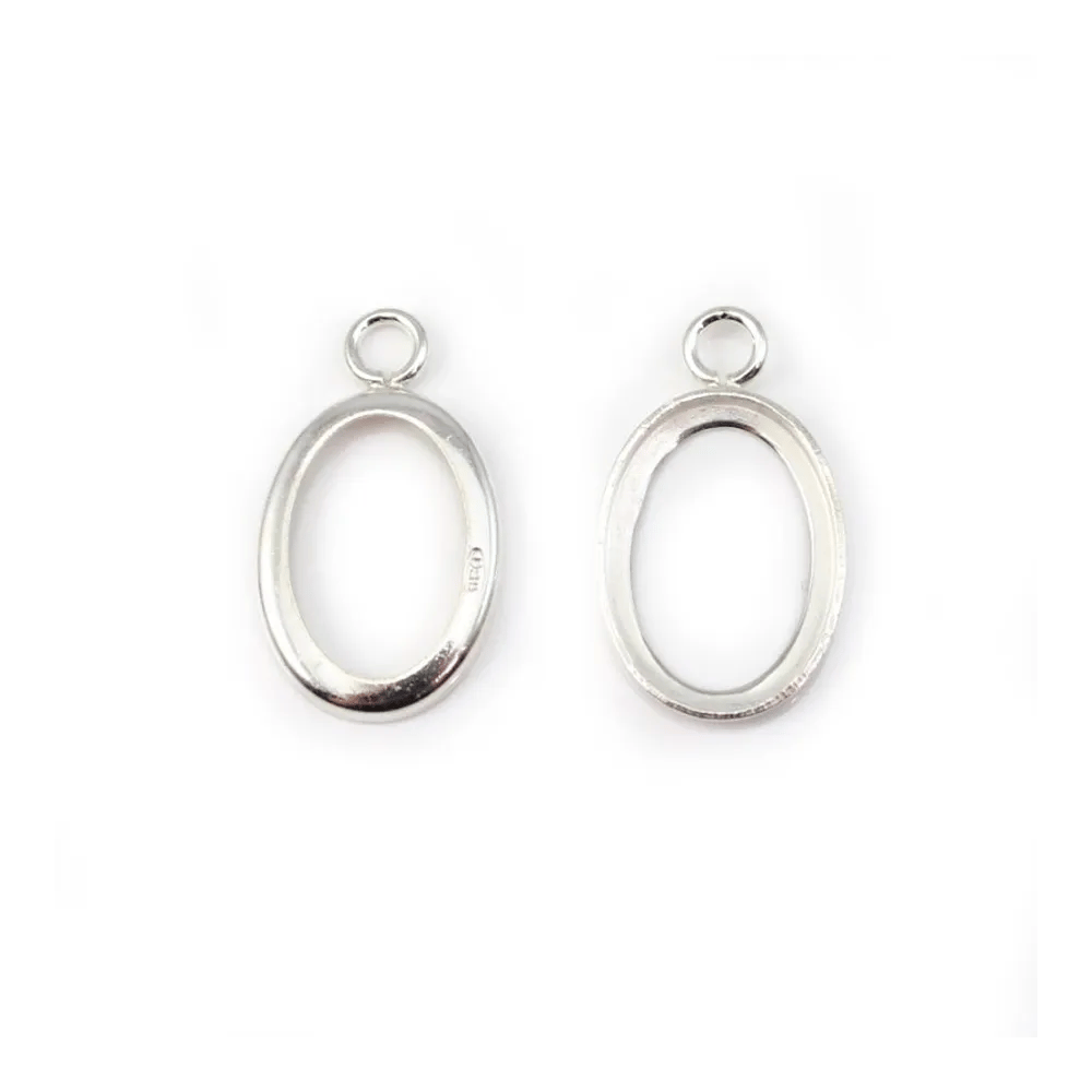 Pendentif support  pour cabochon ovale, argent 925, 10x14mm x 1pc