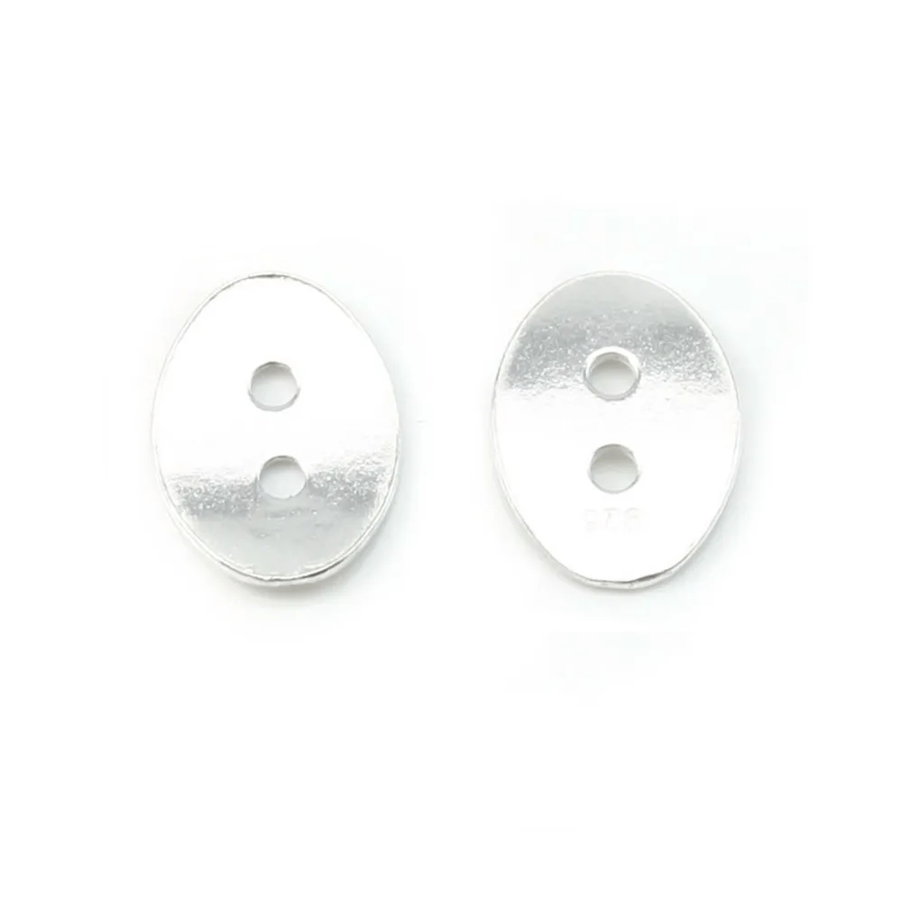 Argent 925 ovale bouton 9.5x13mm x 1pc