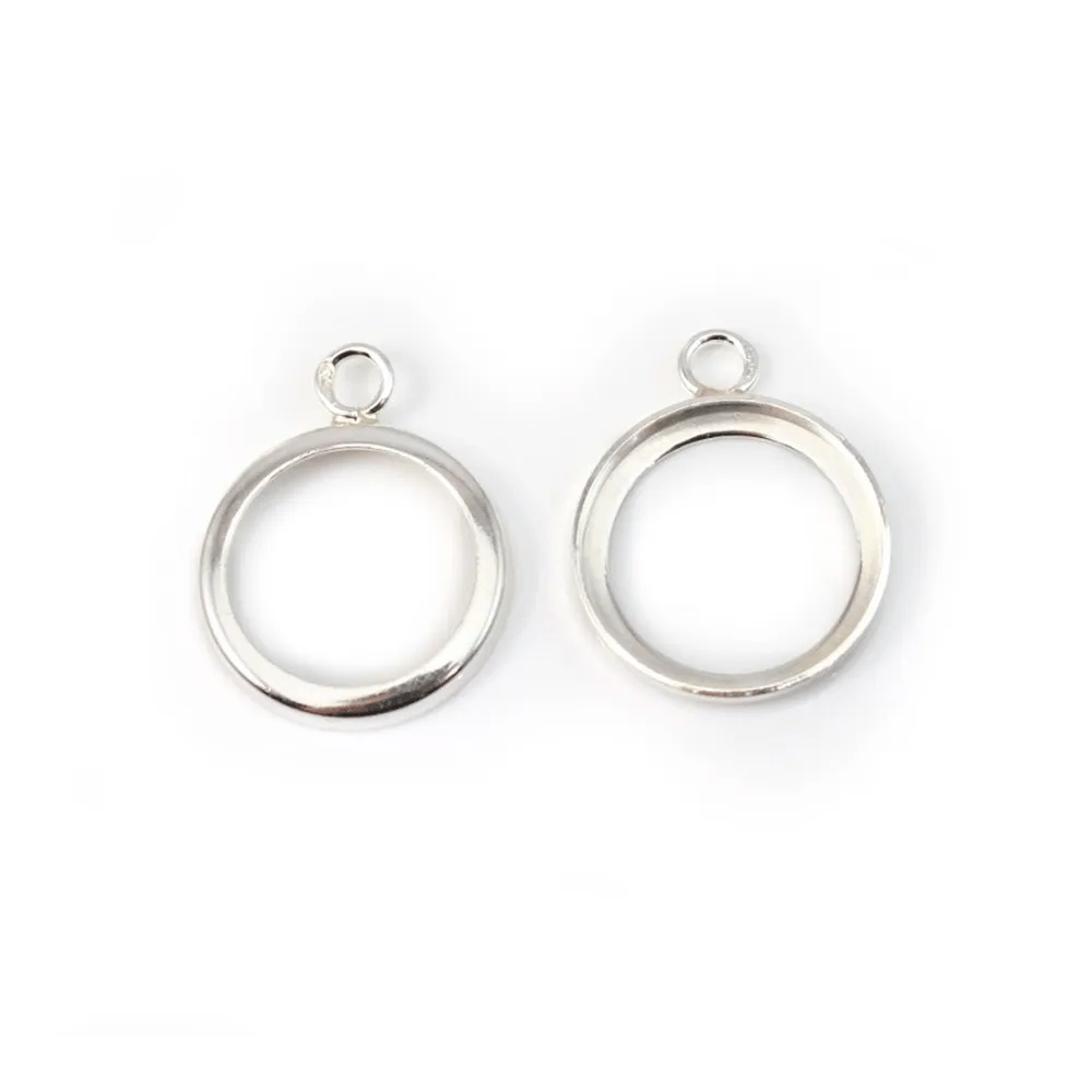 Pendentif support  pour cabochon ronde, argent 925, 14mm x 1pc