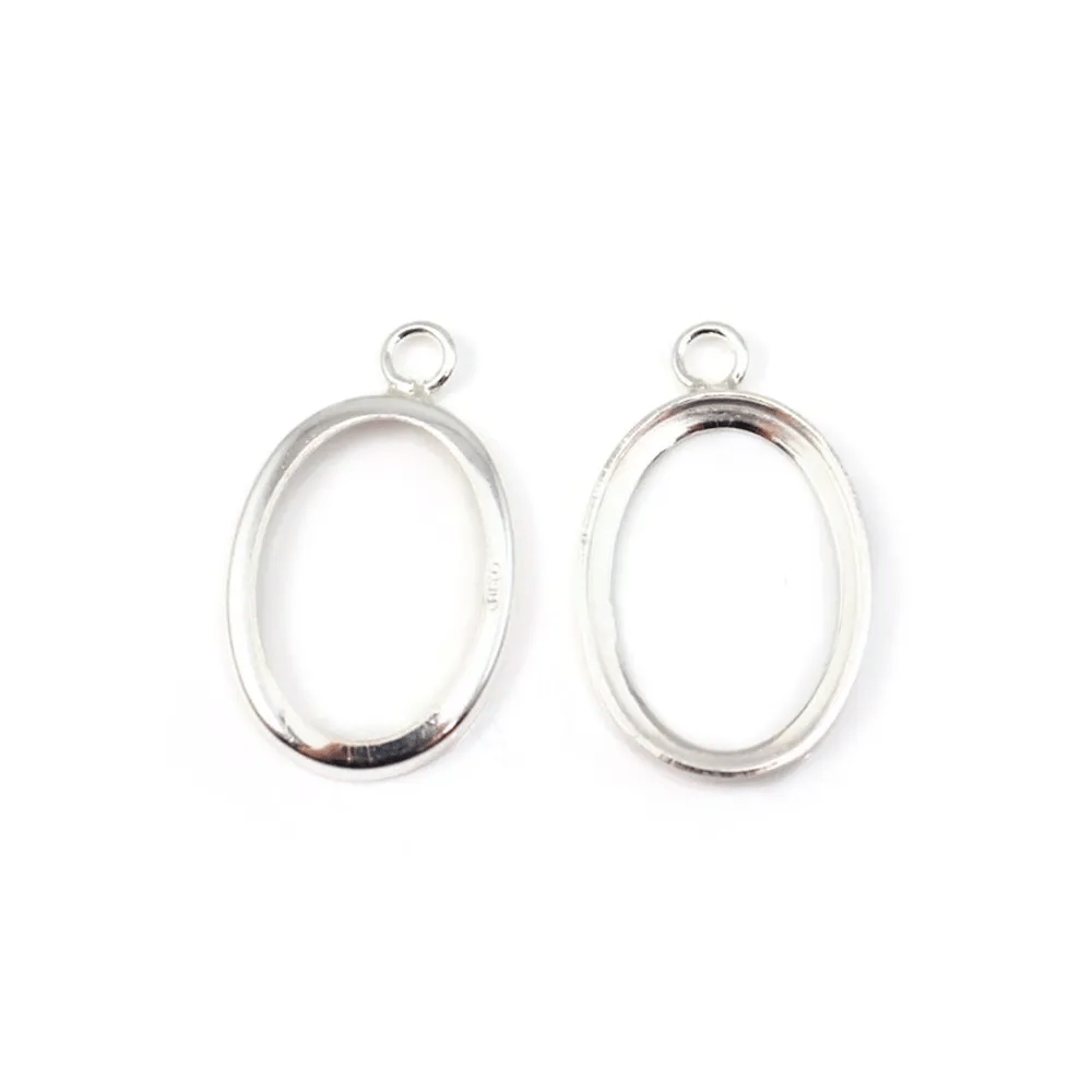 Pendentif support  pour cabochon ovale, argent 925, 13x18mm x 1pc