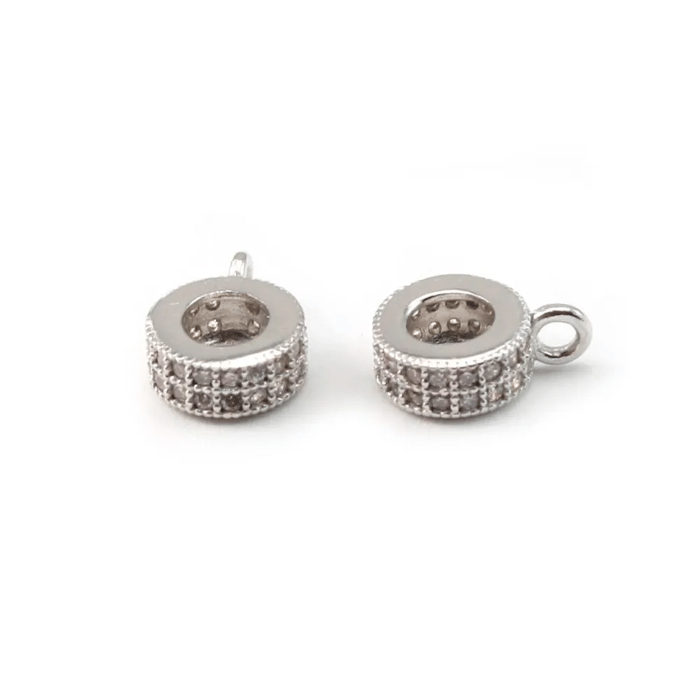 Attache pendentif rond zicon 10 mm en Argent 925 x1