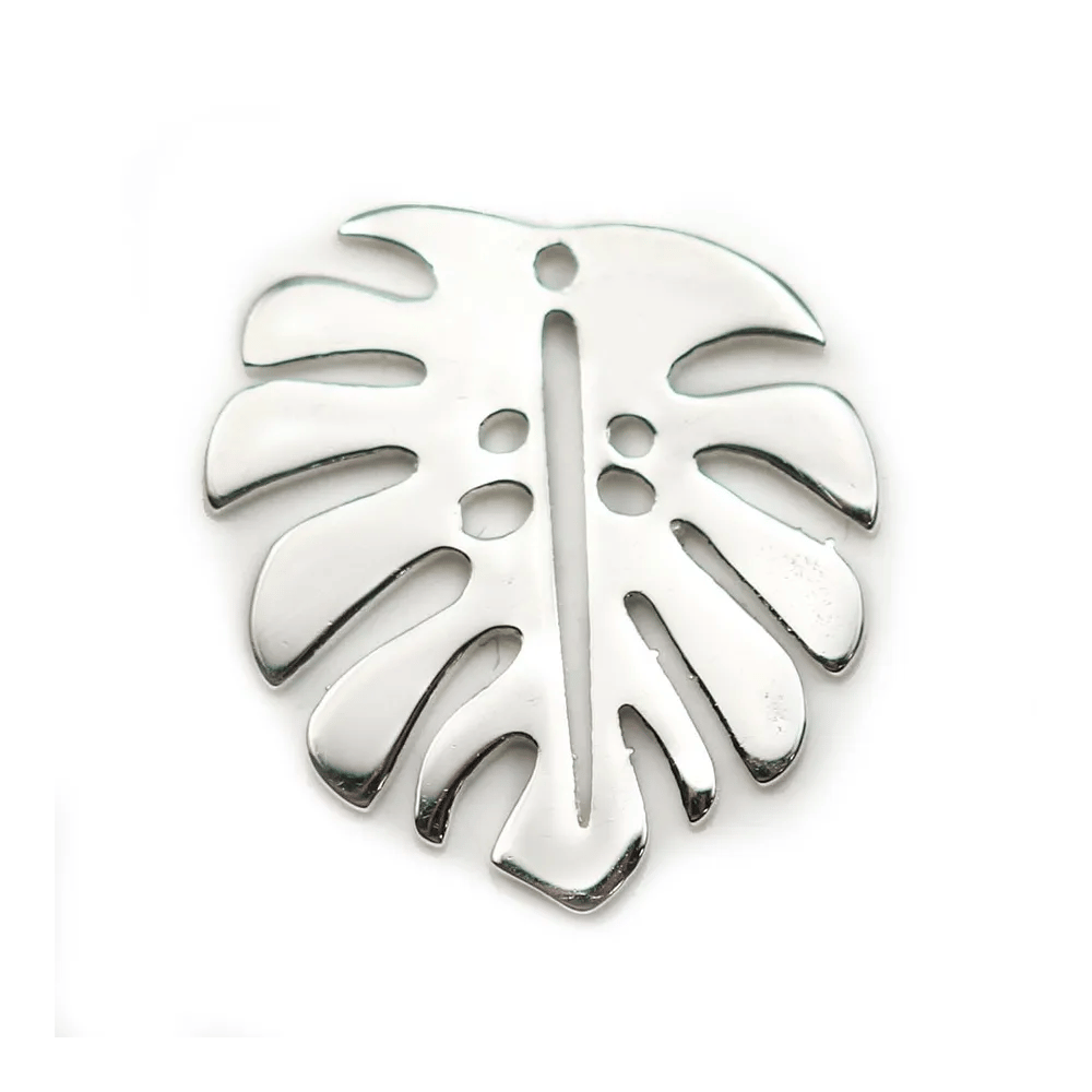 Breloque en argent 925, en forme de feuille, 15 * 16mm x 1pc