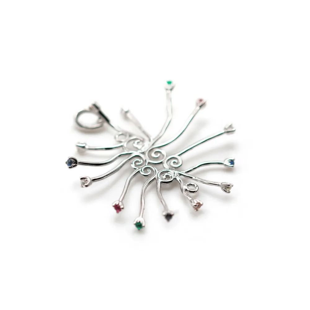Pendentif en argent 925 rhodié & zirconium multicolore pour perle baroque x 1pc
