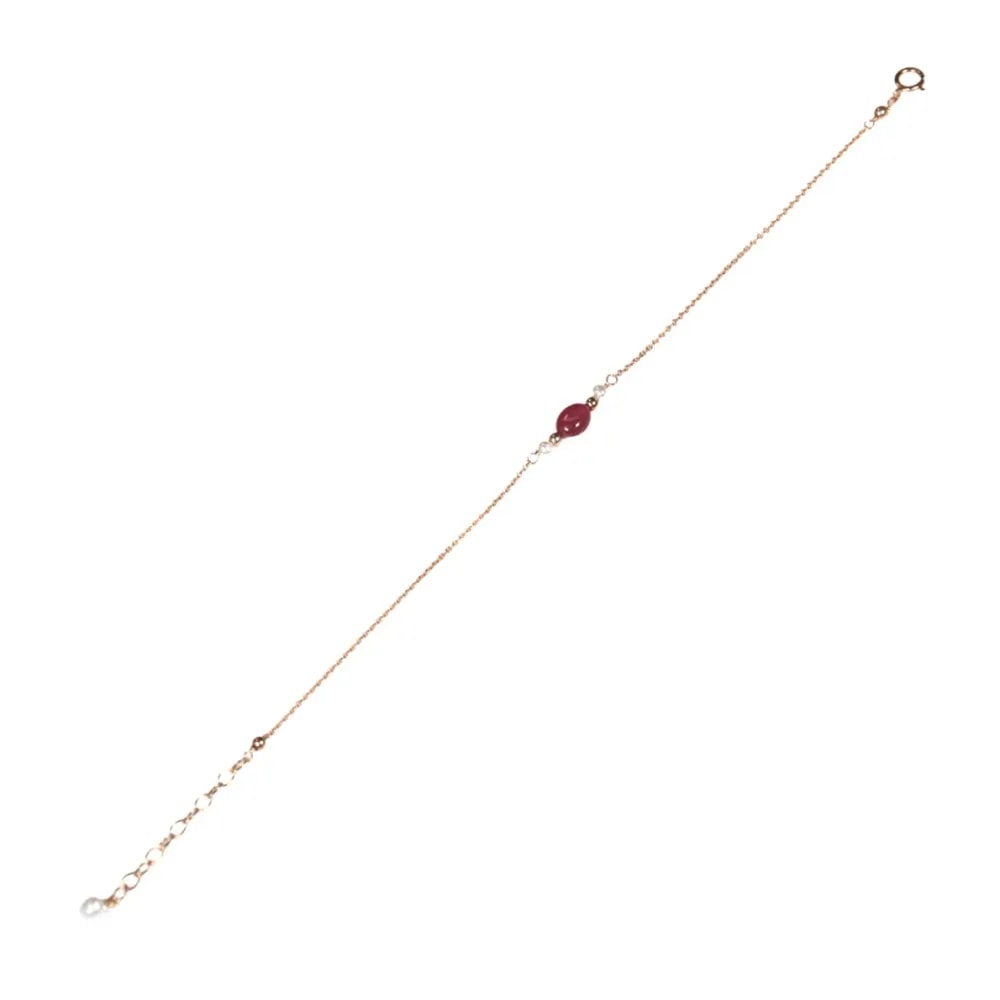 Bracelet en gold filled rosé & Rubis x 1pc