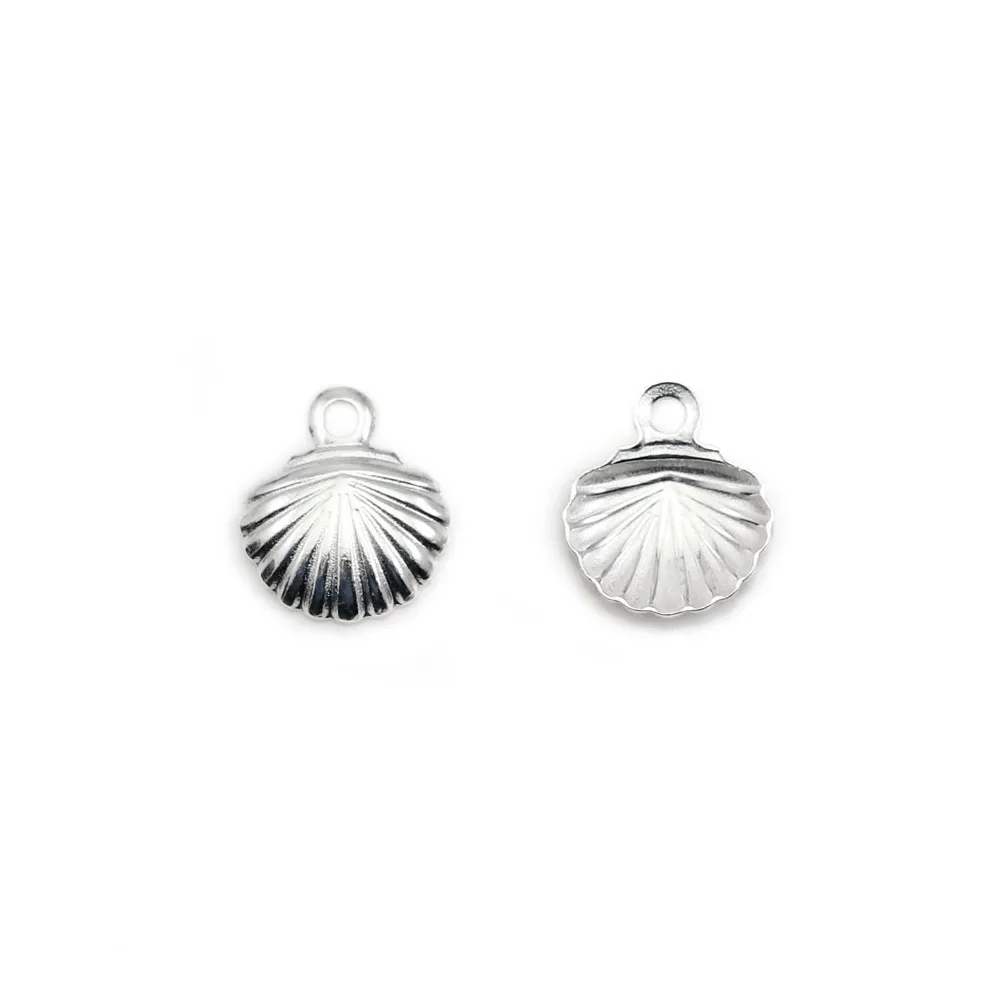 925 sterling silver seashell charm, 8x9mm x 2pcs